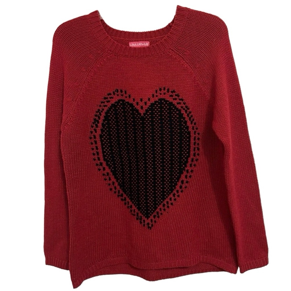 LOVE KNITWEAR Red/Black Long Sleeve Heart Sweater
